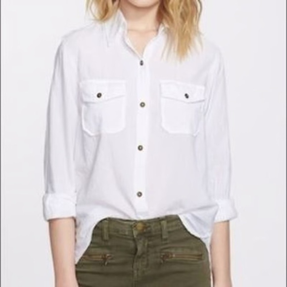 Current Elliott Gauzy White Button-Up Women's Top